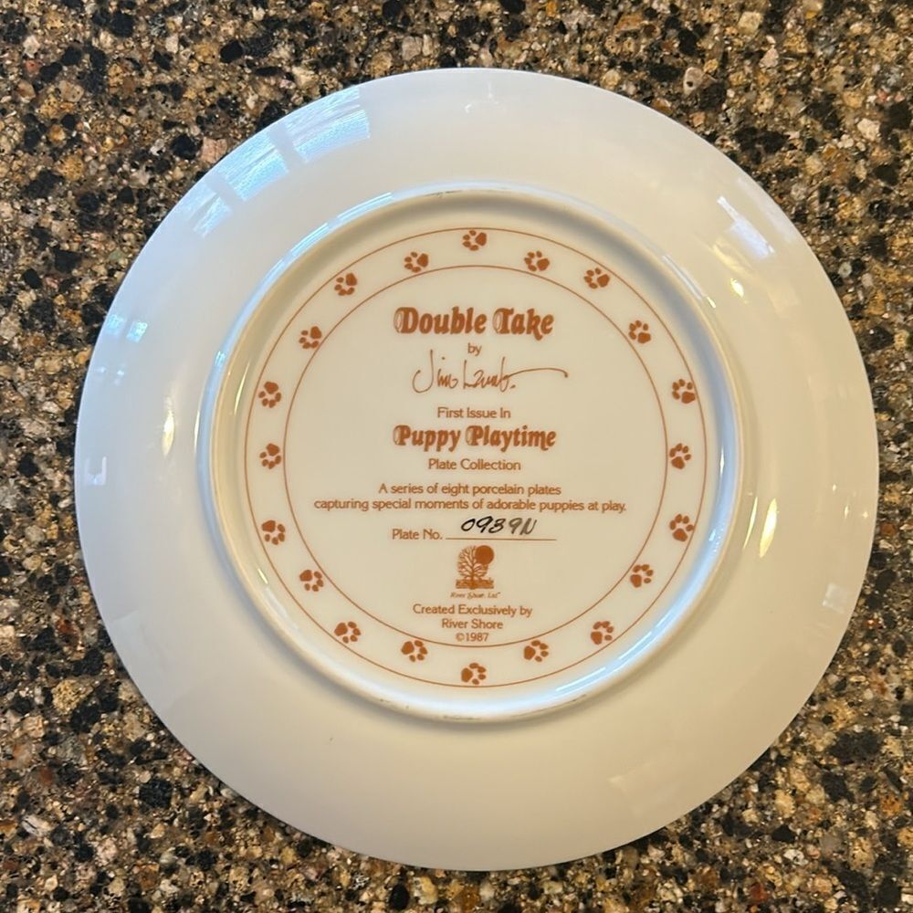 NEW Jim Lamb Puppy Playtime Double Take 8 1/2” Plate - Picture 3 of 5